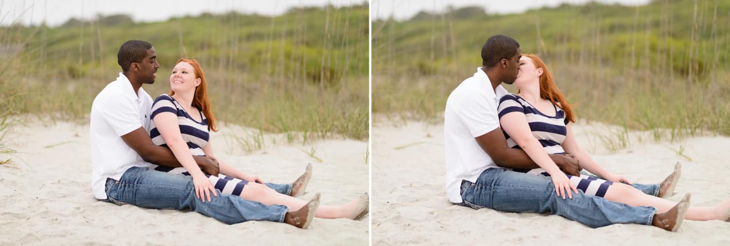 Couple laying in the sand together