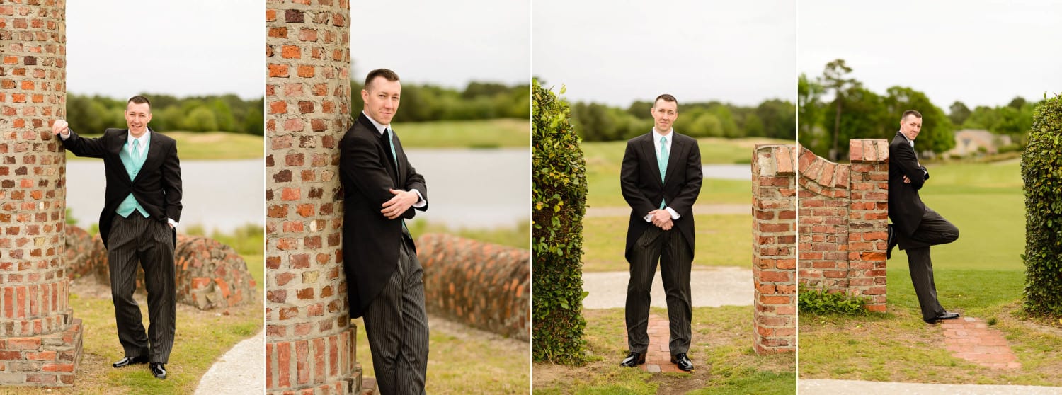 Pictures of groom before the ceremony on the Barefoot Love Course