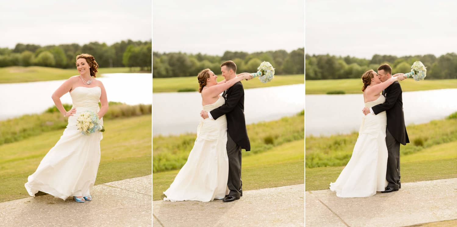 The sun peeking out for a few bride and groom pictures