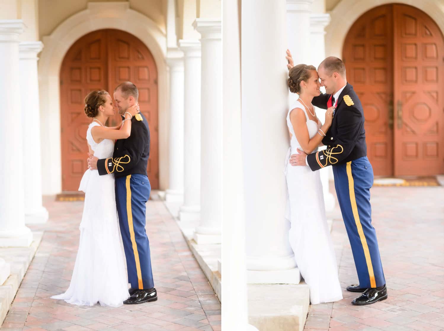 Kiss in front of the Ocean Club doors by the columns