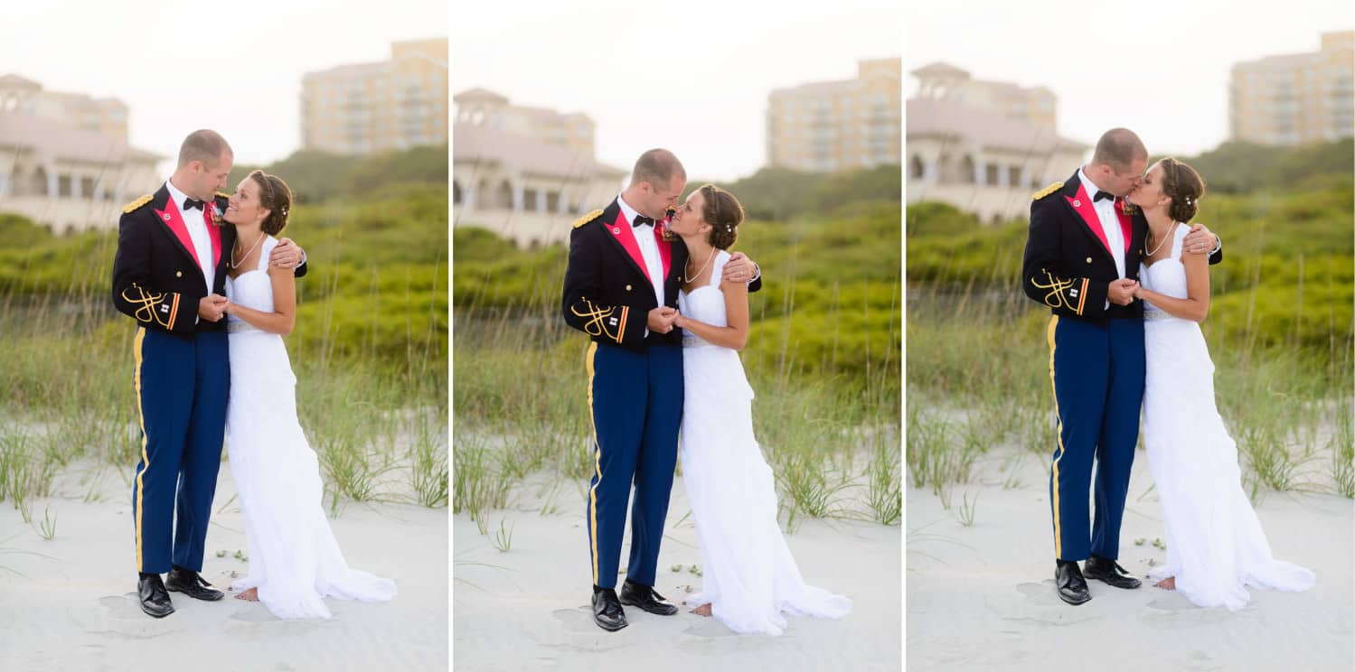 Sunset pictures of couple behind the Ocean Club in Myrtle Beach