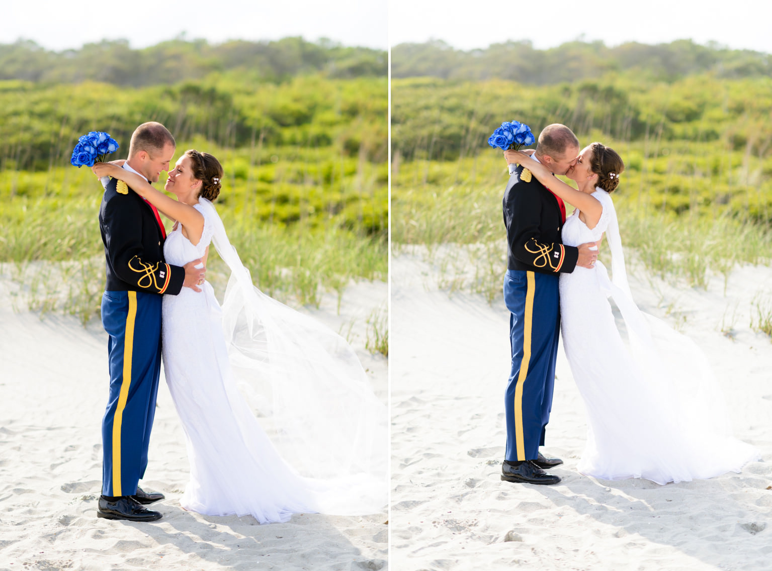 Kiss in front of the dunes at the Ocean Club