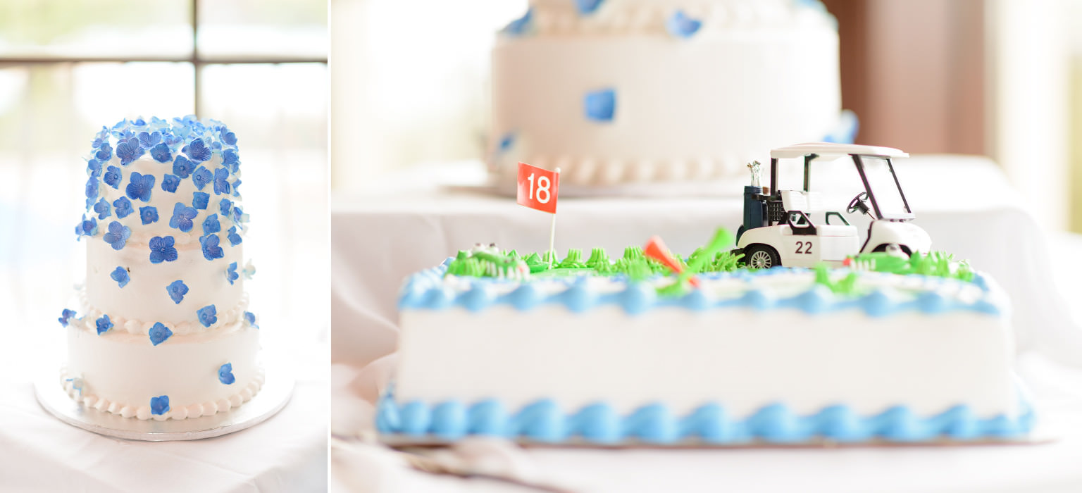 Pictures of the wedding cake and grooms cake