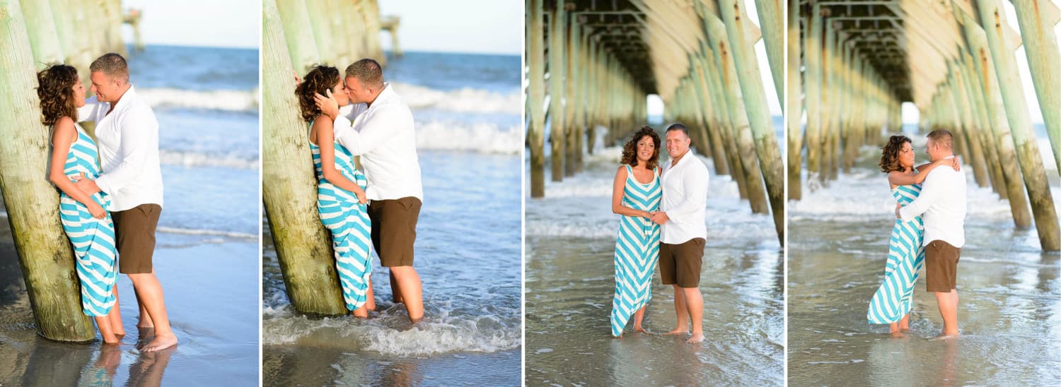 Couple kissing against the pier - Myrtle Beach State Park