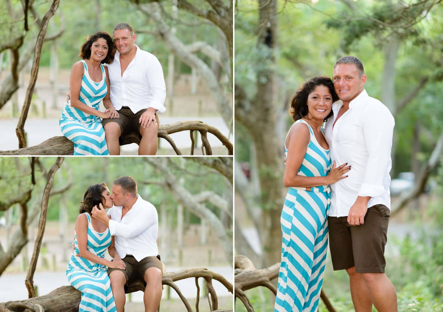 Couple sitting on the oak trees