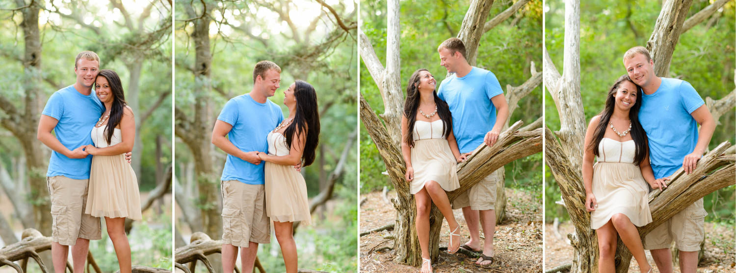 Engagement pictures around the oak trees at the state park