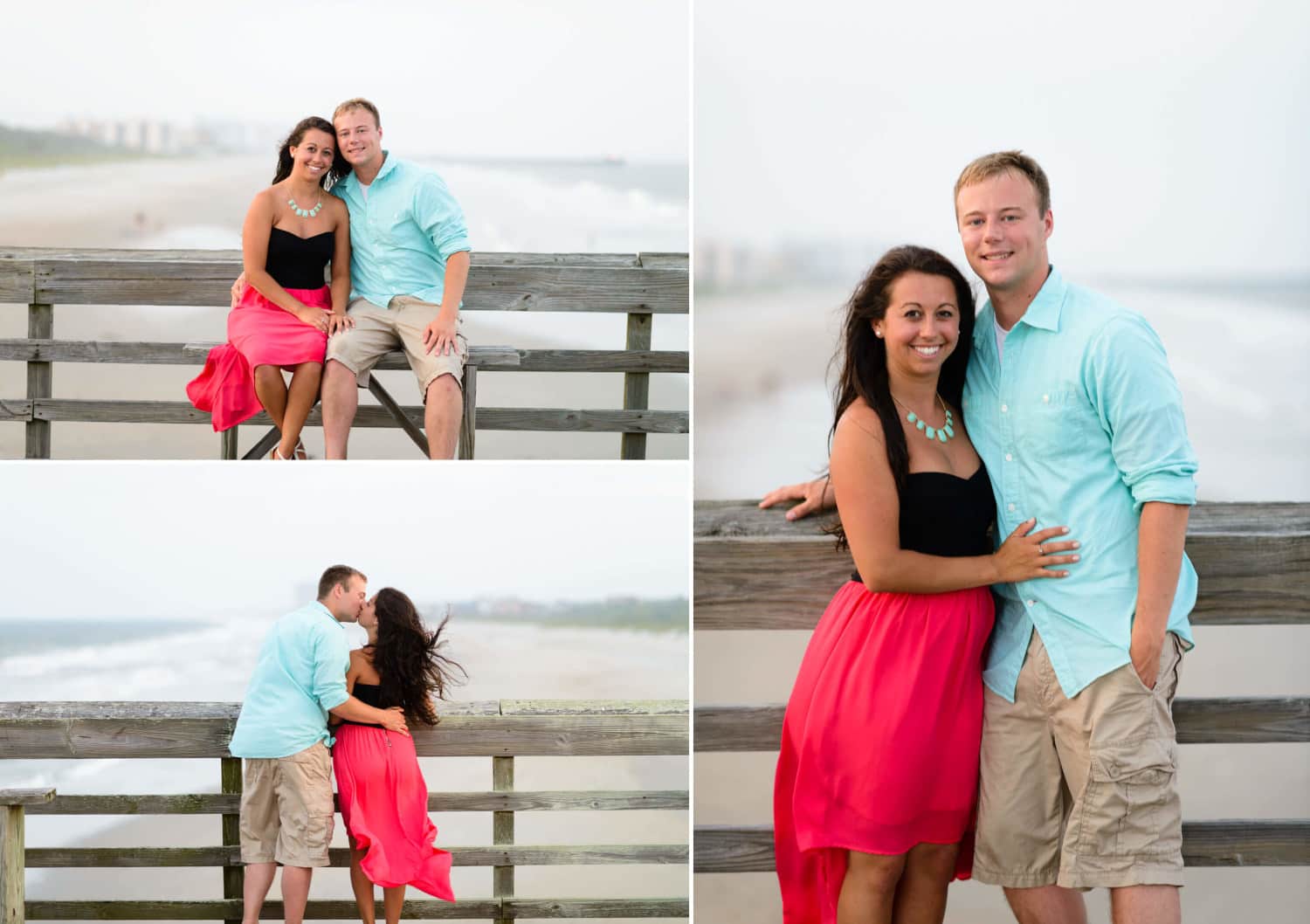 Engagement pictures at sunset on the pier - Myrtle Beach State Park