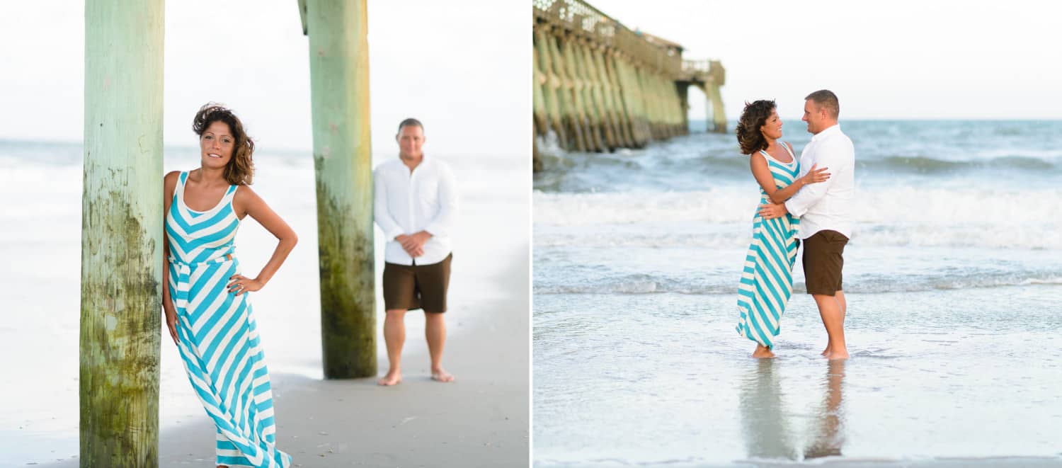 Engagement portrait in front of the ocean