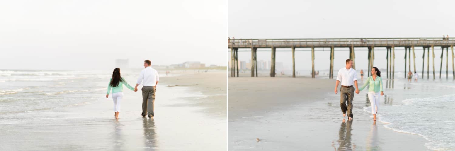 Walking down the beach in front of the pier