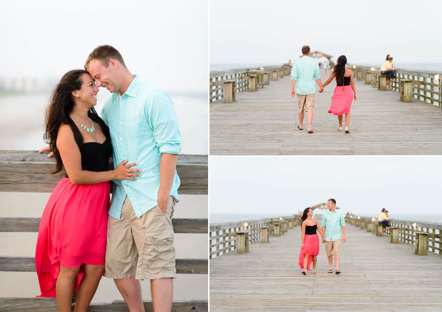 Walking down the pier together at sunset - Myrtle Beach State Park