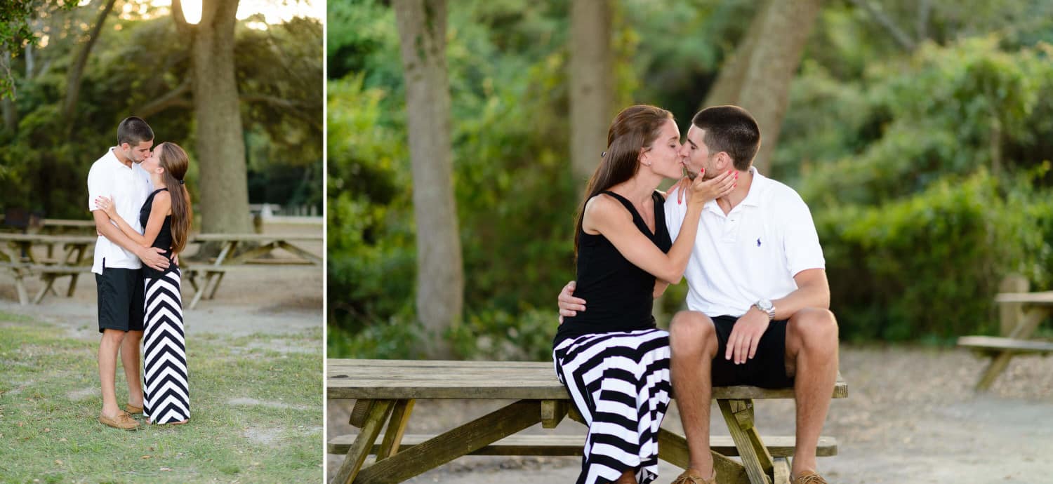 Engagement picture by the oak trees