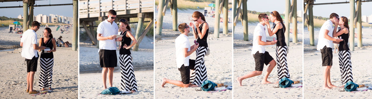 Candid pictures of marriage proposal at the Myrtle Beach State Park