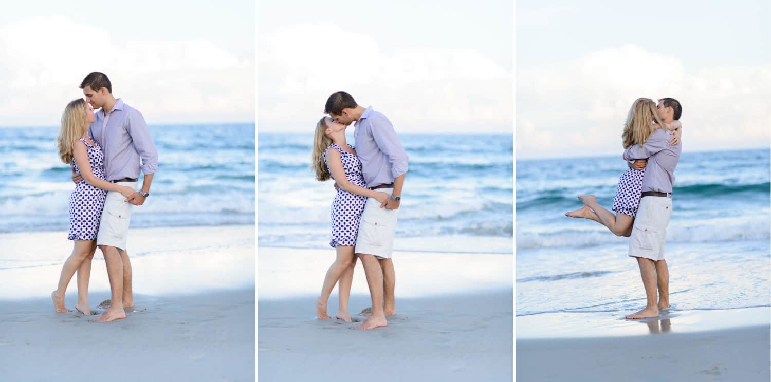 Sunset engagement pictures at Litchfield Beach
