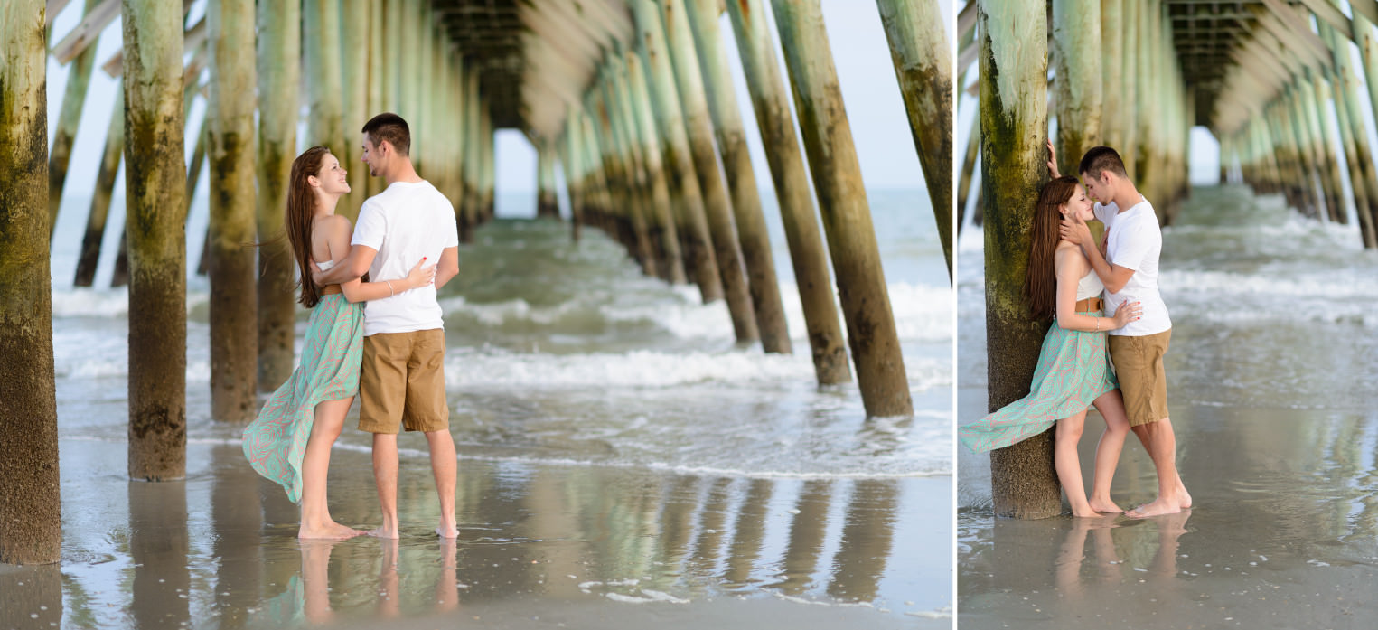 Couple under the pier at the Myrtle Beach State Park