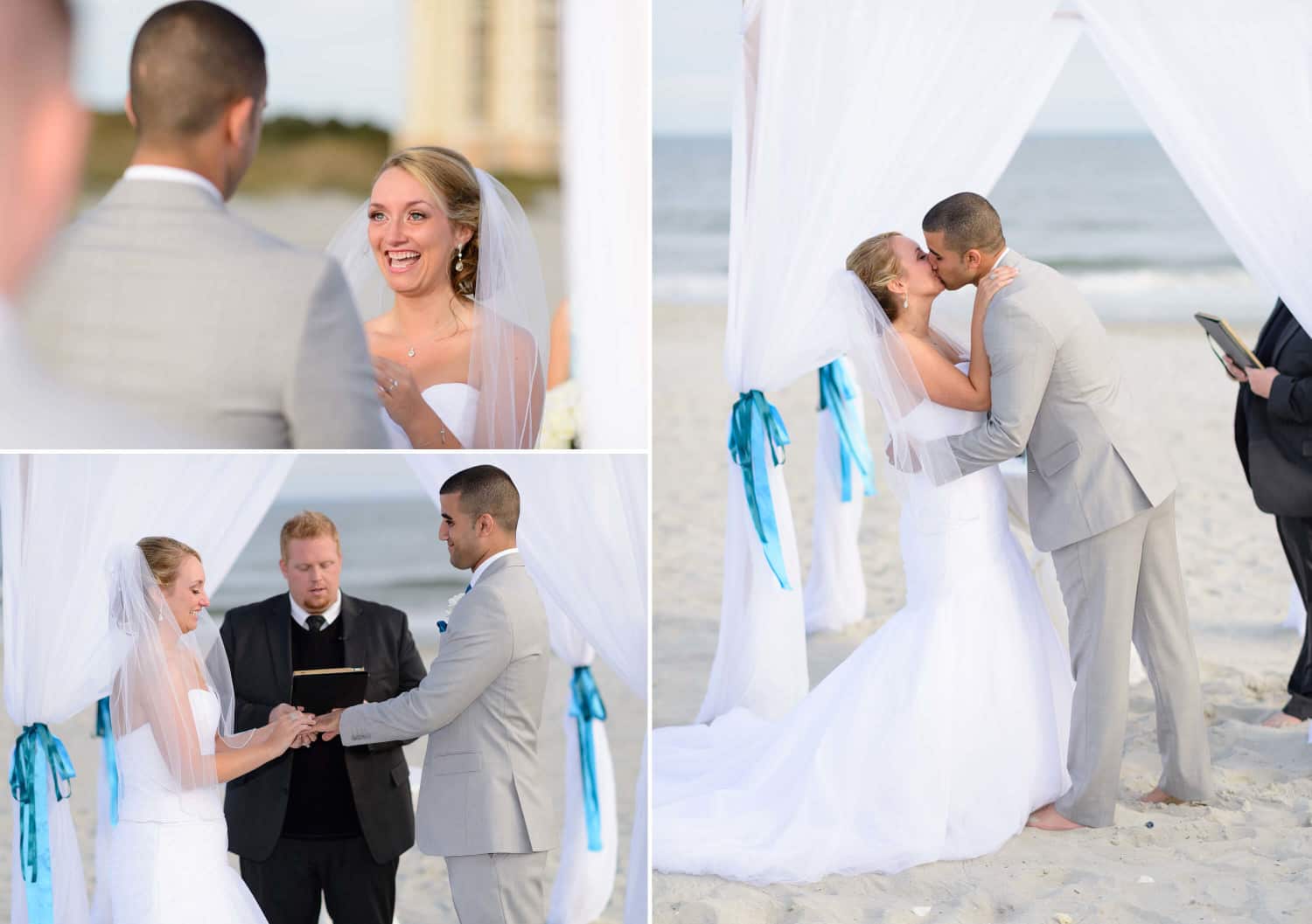 First kiss -Wedding ceremony on the beach behind the Grande Dunes Ocean Club