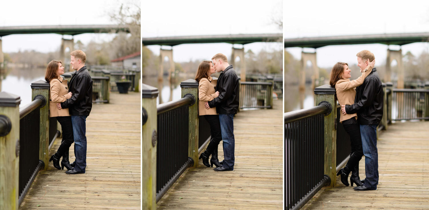 Couple kissing on the Conway River Walk