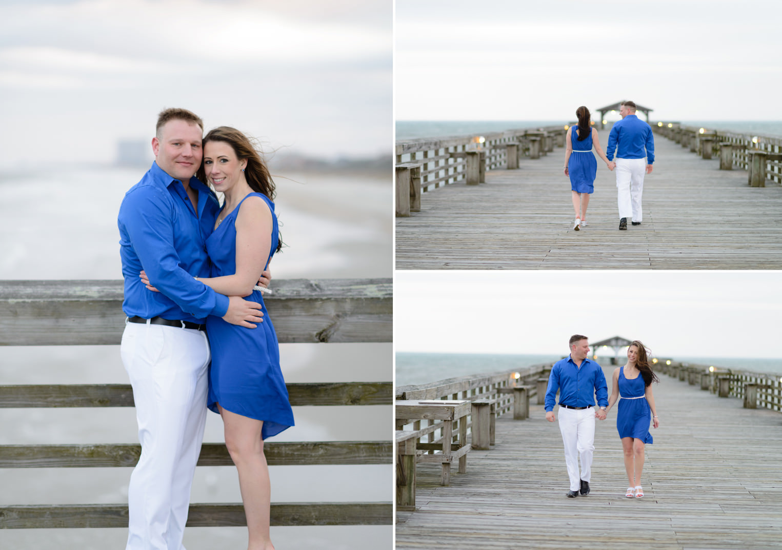 Engagement picture on the pier at the Myrtle Beach State Park