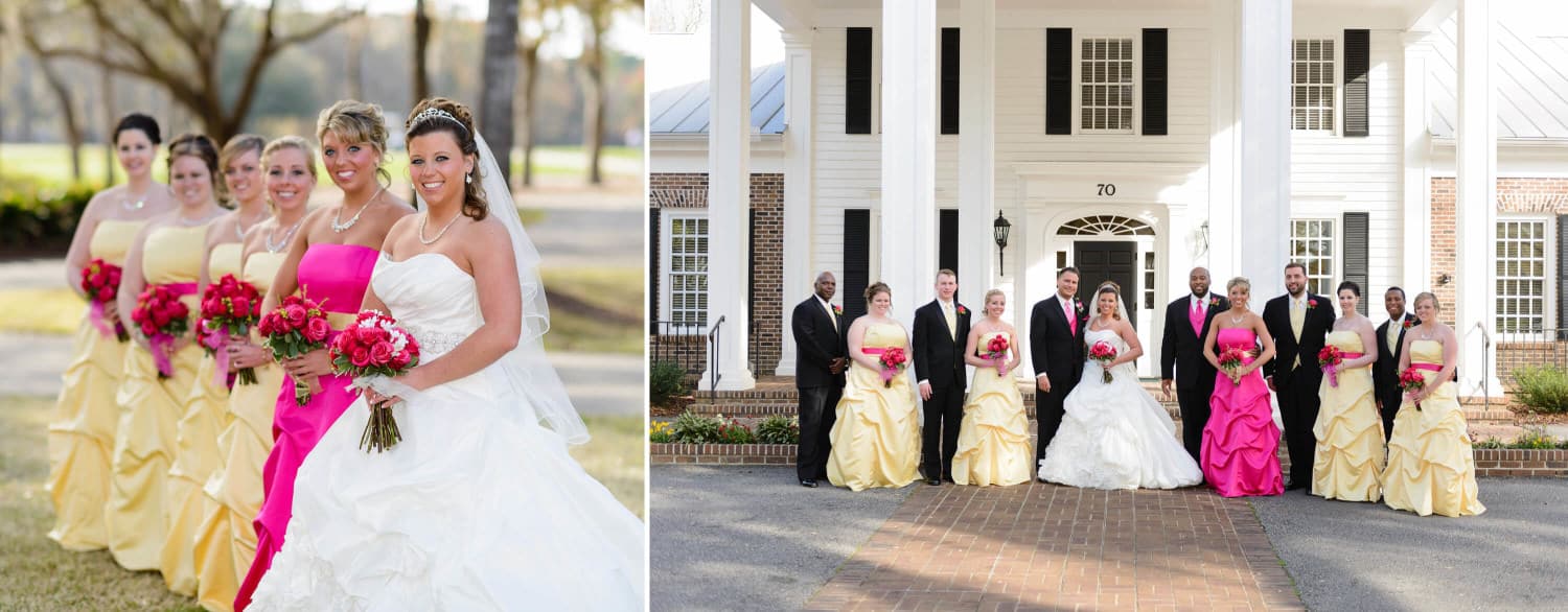 Bridal party in front of Pawleys Plantation