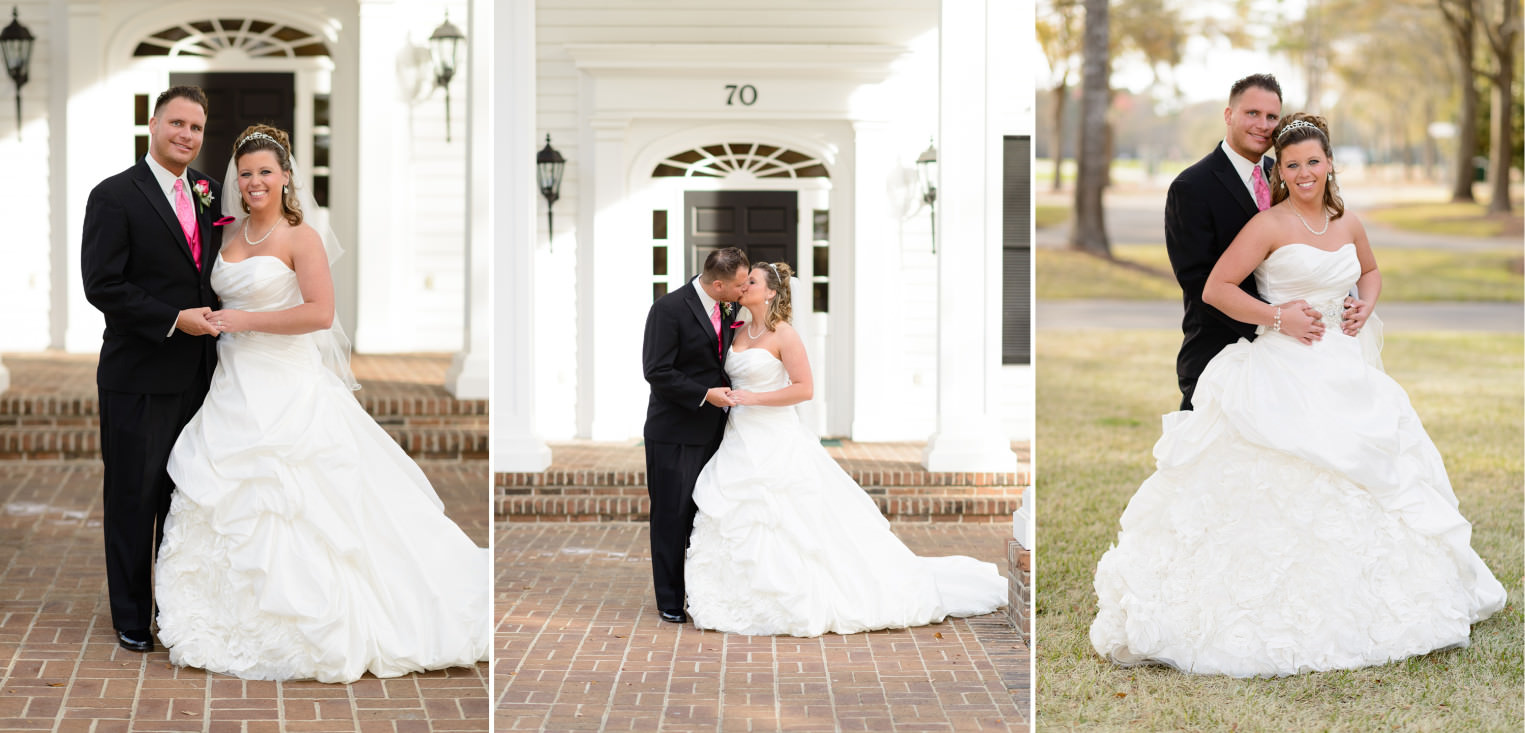 Wedding portrait in front of the doors at Pawleys Plantation