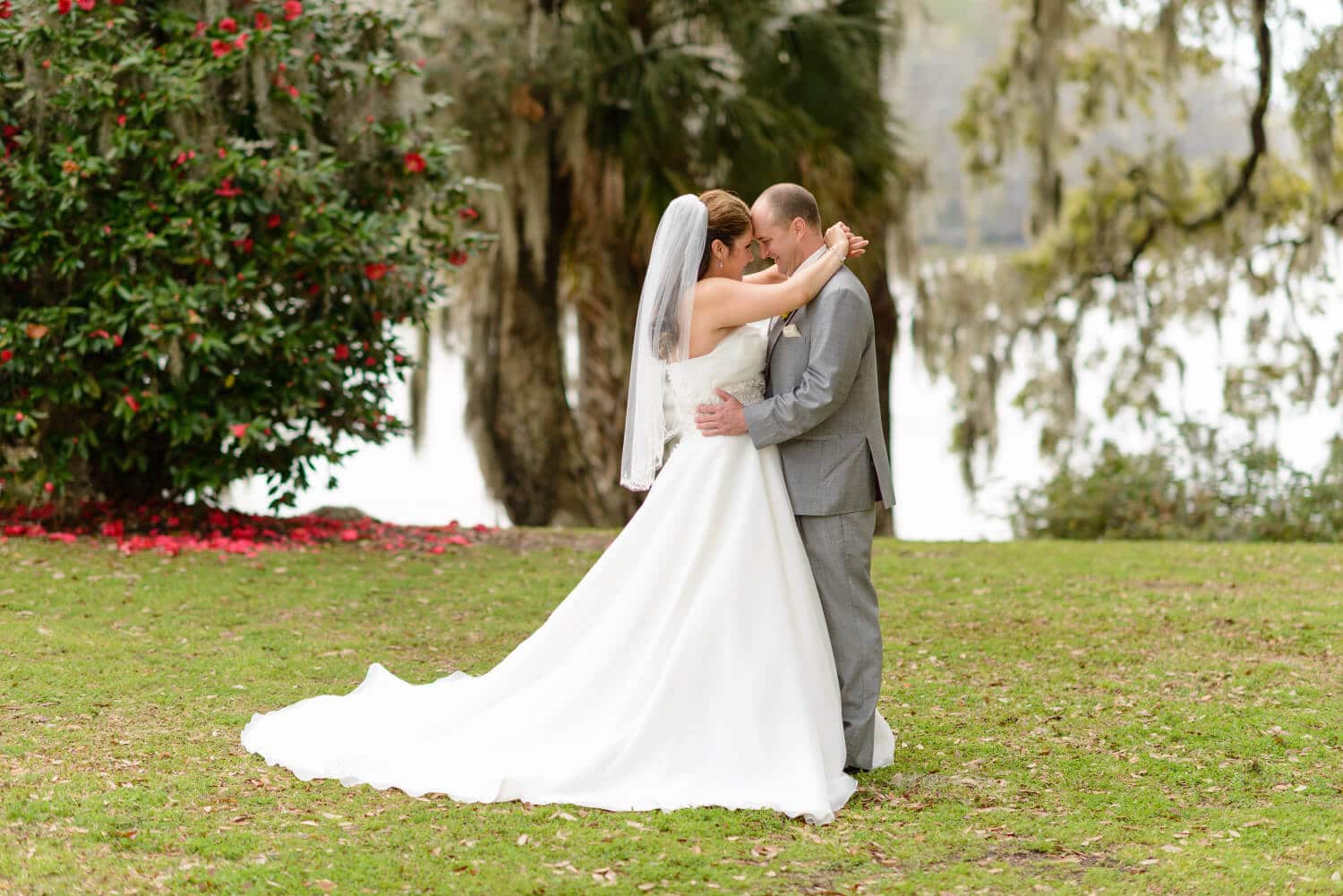 Portrait of couple before the wedding at the Waccamaw River