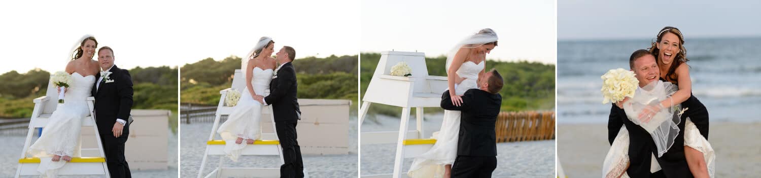 Bride on lifeguard chair