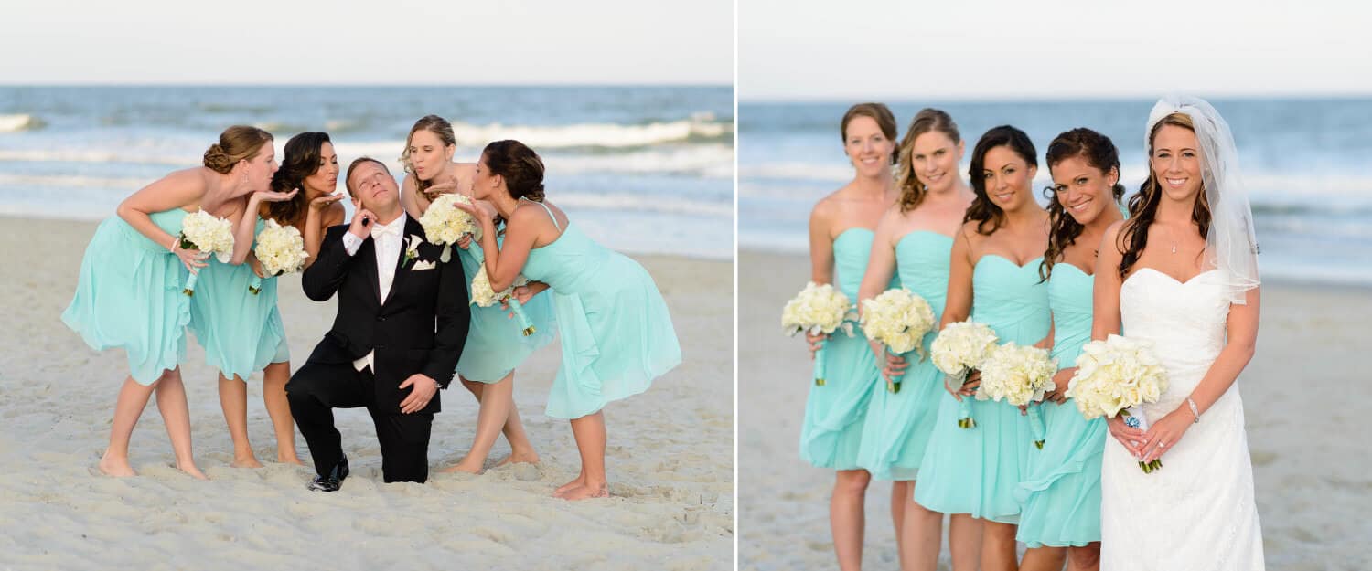 Groom with bridesmaids