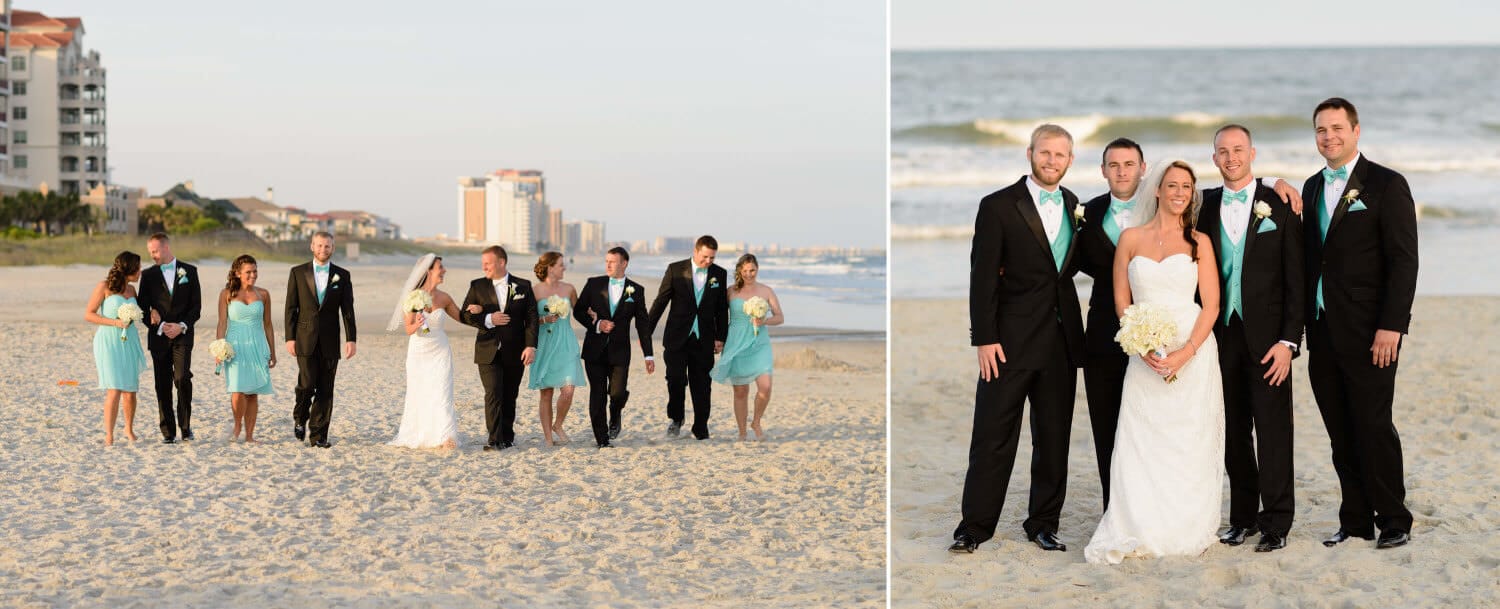 Wedding party having fun on the beach at the Grande Dunes Ocean Club