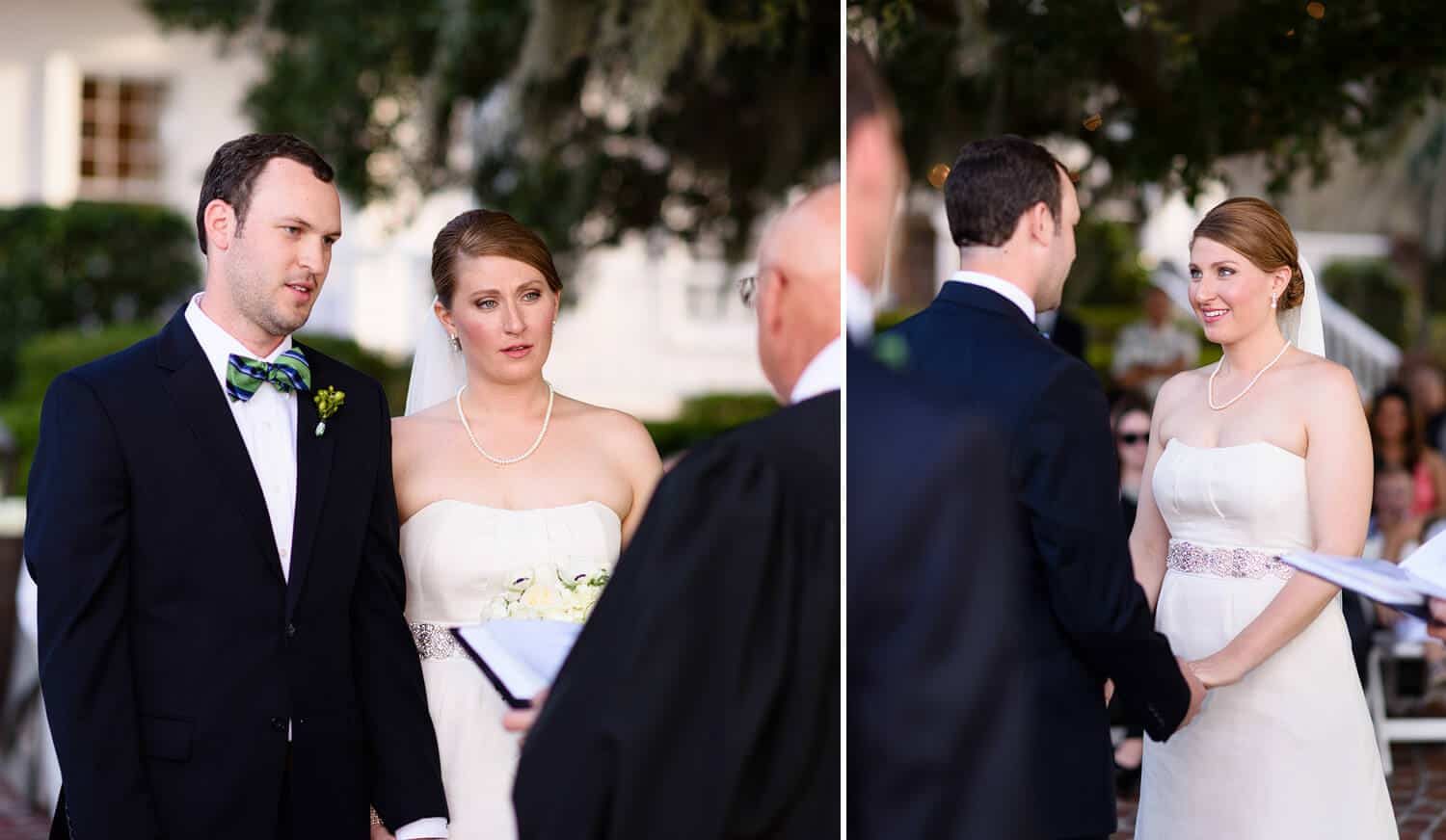 Bride getting emotional during ceremony