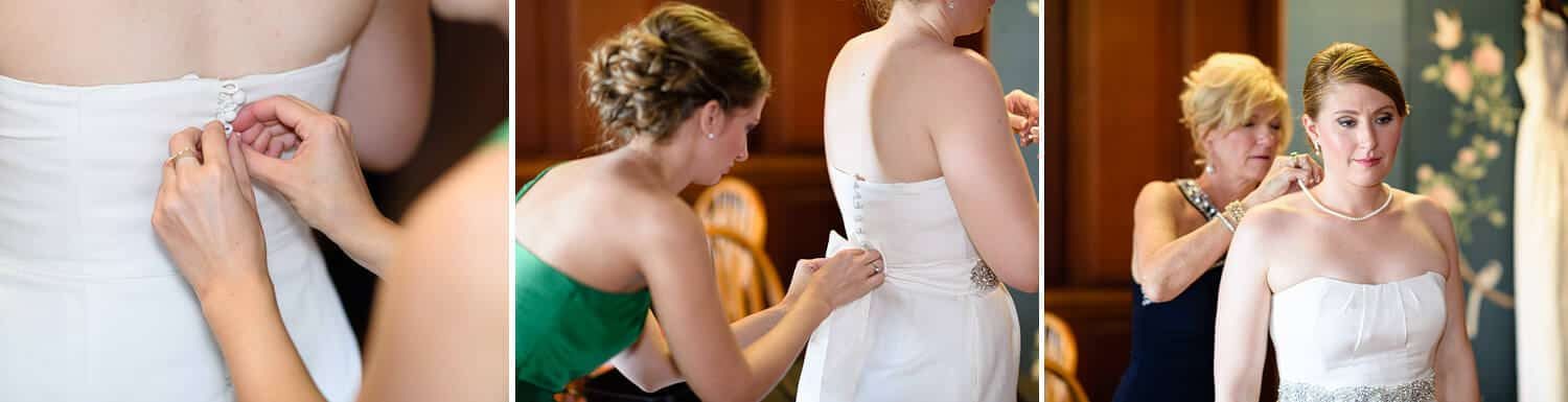 Mom putting on brides neckless