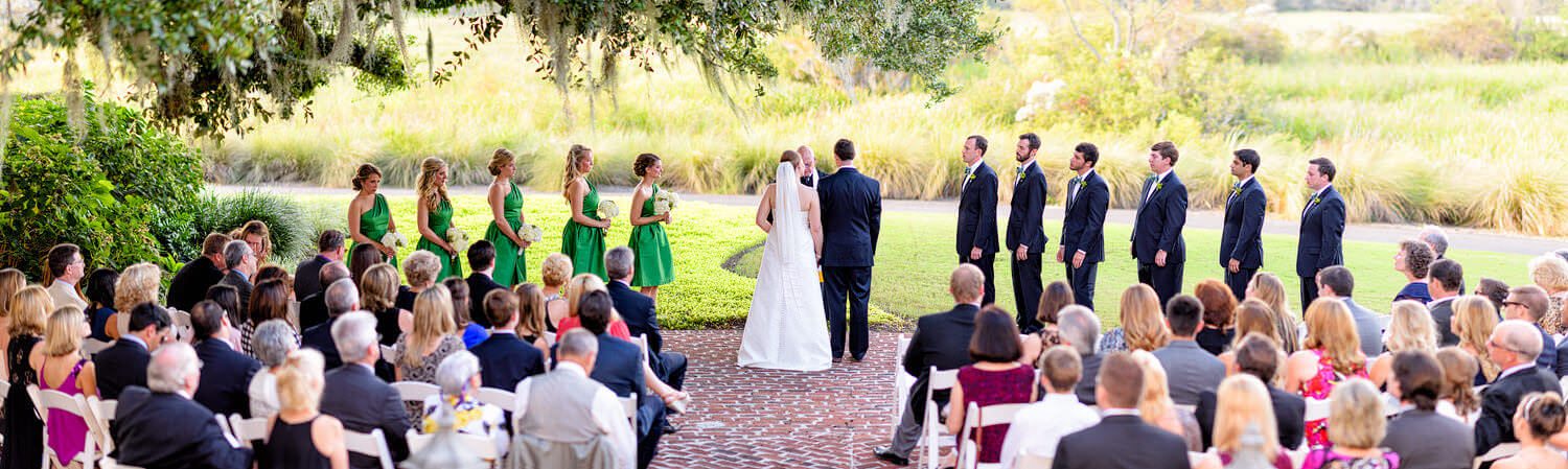 Panorama of wedding ceremony at Heritage Plantation