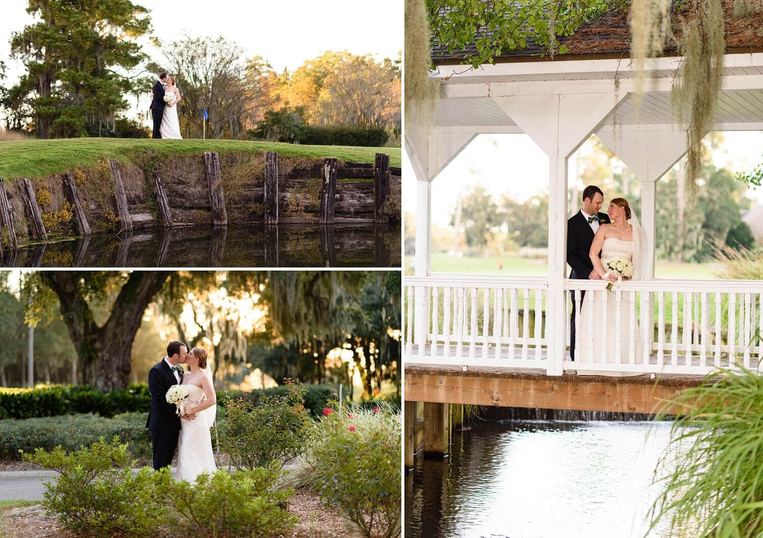 Portrait of couple on the golf course bridge