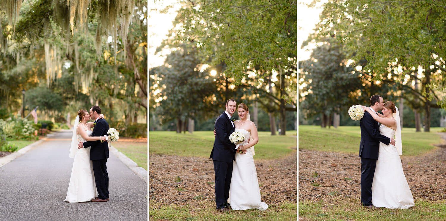 Wedding couple portraits on the beautiful grounds of the Heritage Plantation