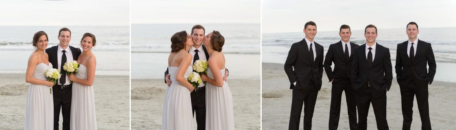 Groom getting a kiss from his sisters