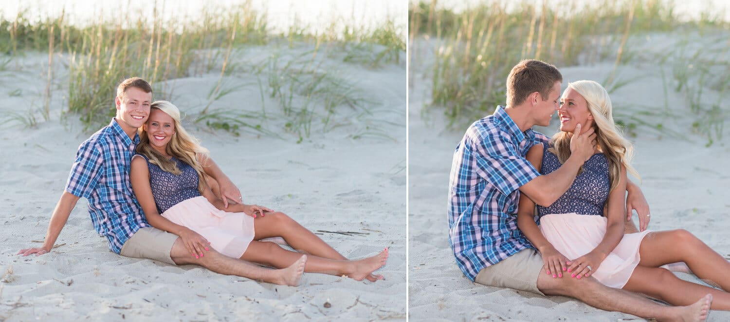 Couple laying in front of the dunes together