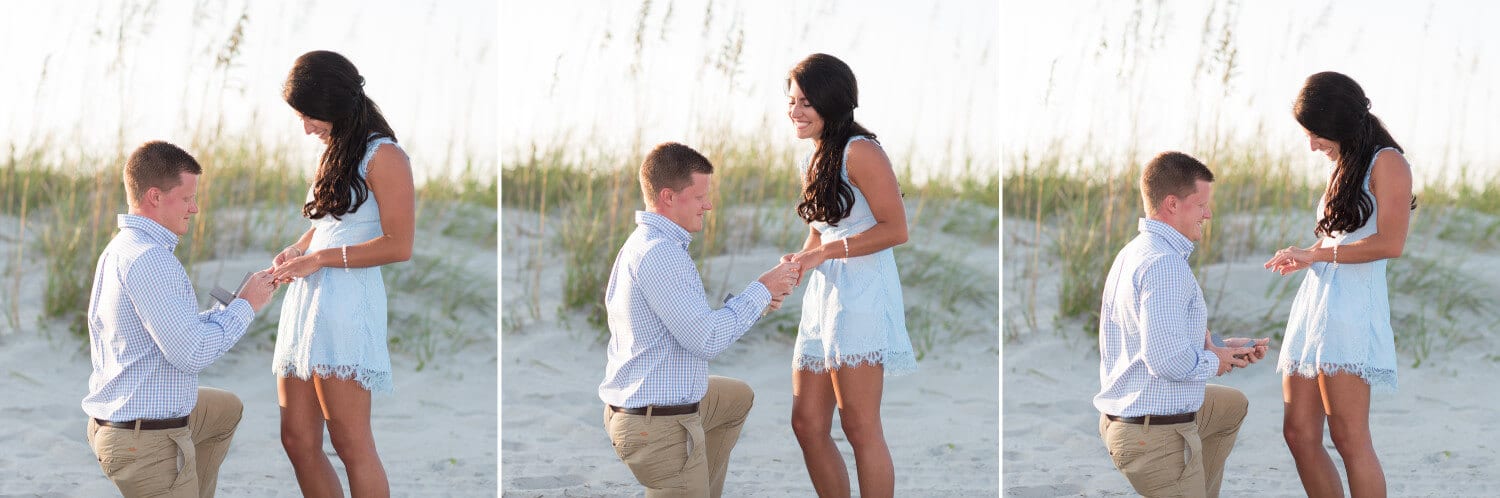 Putting the ring on her finger - surprise proposal