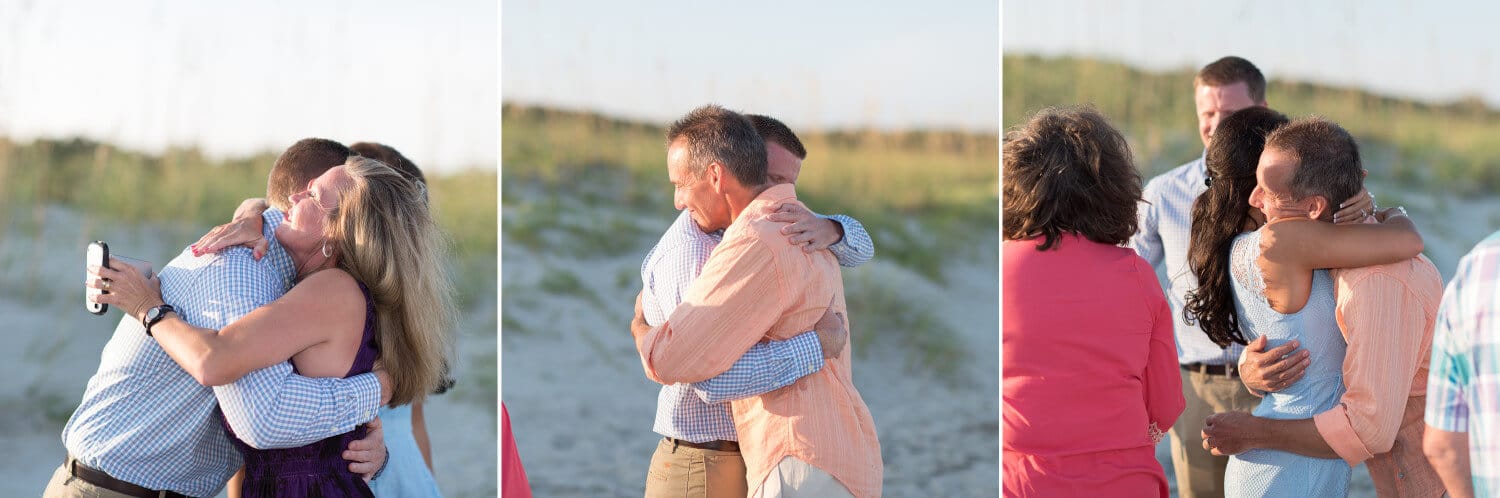 Lots of family hugs after wedding proposal