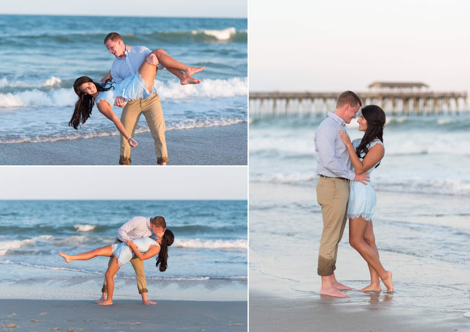 Dipping back for a kiss in front of the ocean - Myrtle Beach State Park