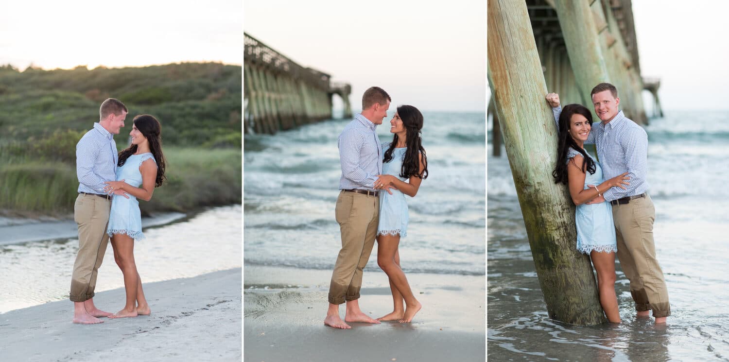 Engagement portraits near the pier at the state park