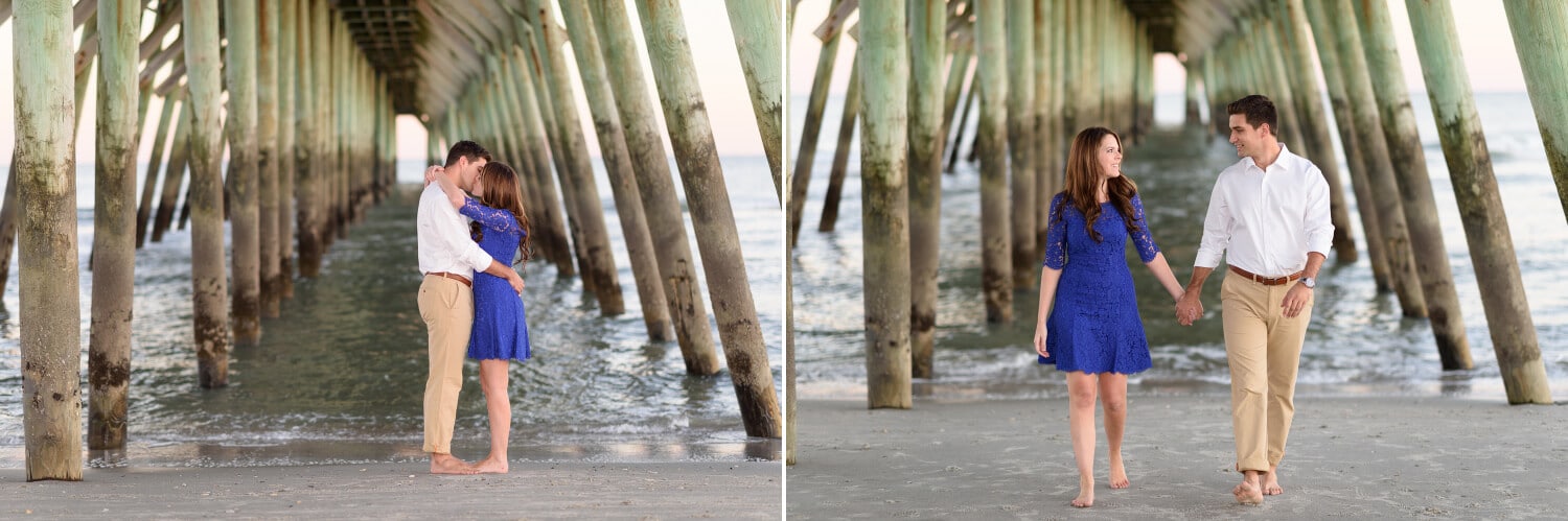 Couple kissing on the pier