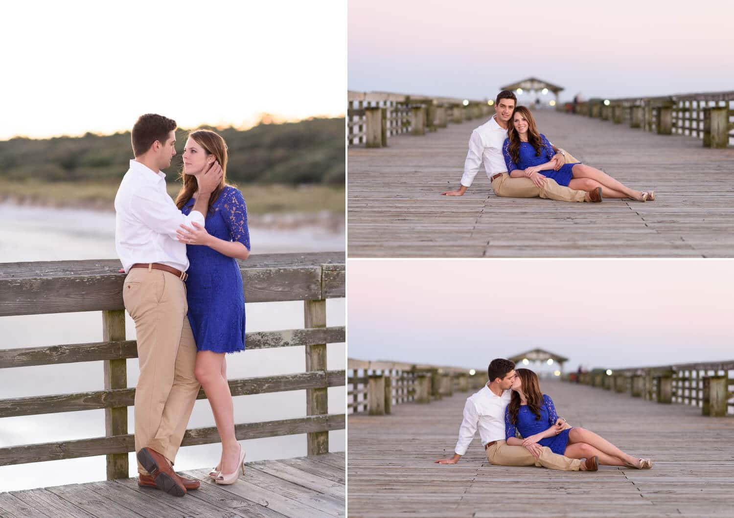 Couple laying together on the pier