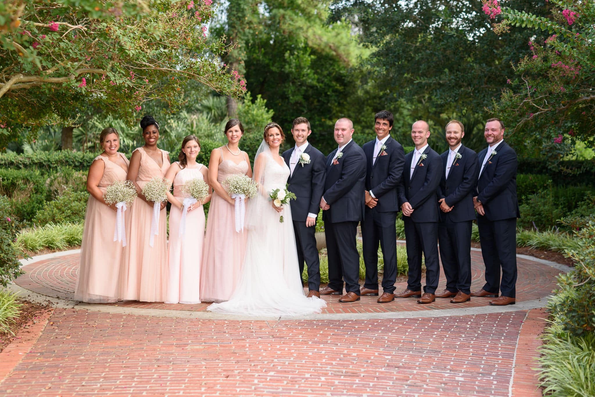 Bridal party posing together Pine Lakes Country Club