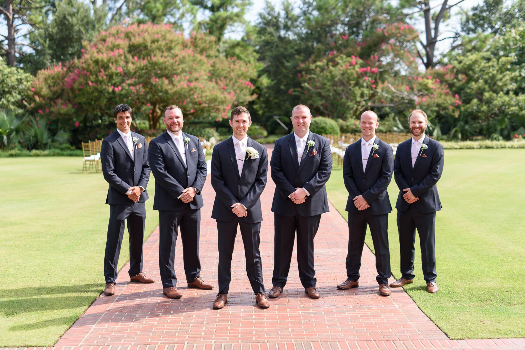 Groomsmen pictures before ceremony Pine Lakes Country Club
