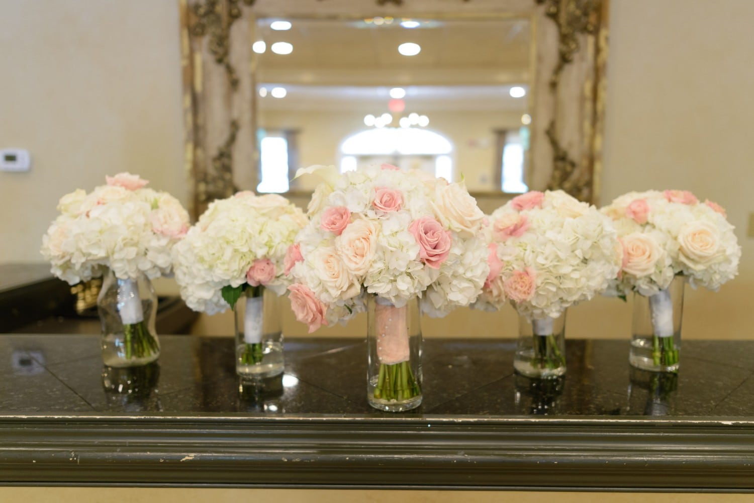 Bridal party flowers before ceremony - Pawleys Plantation