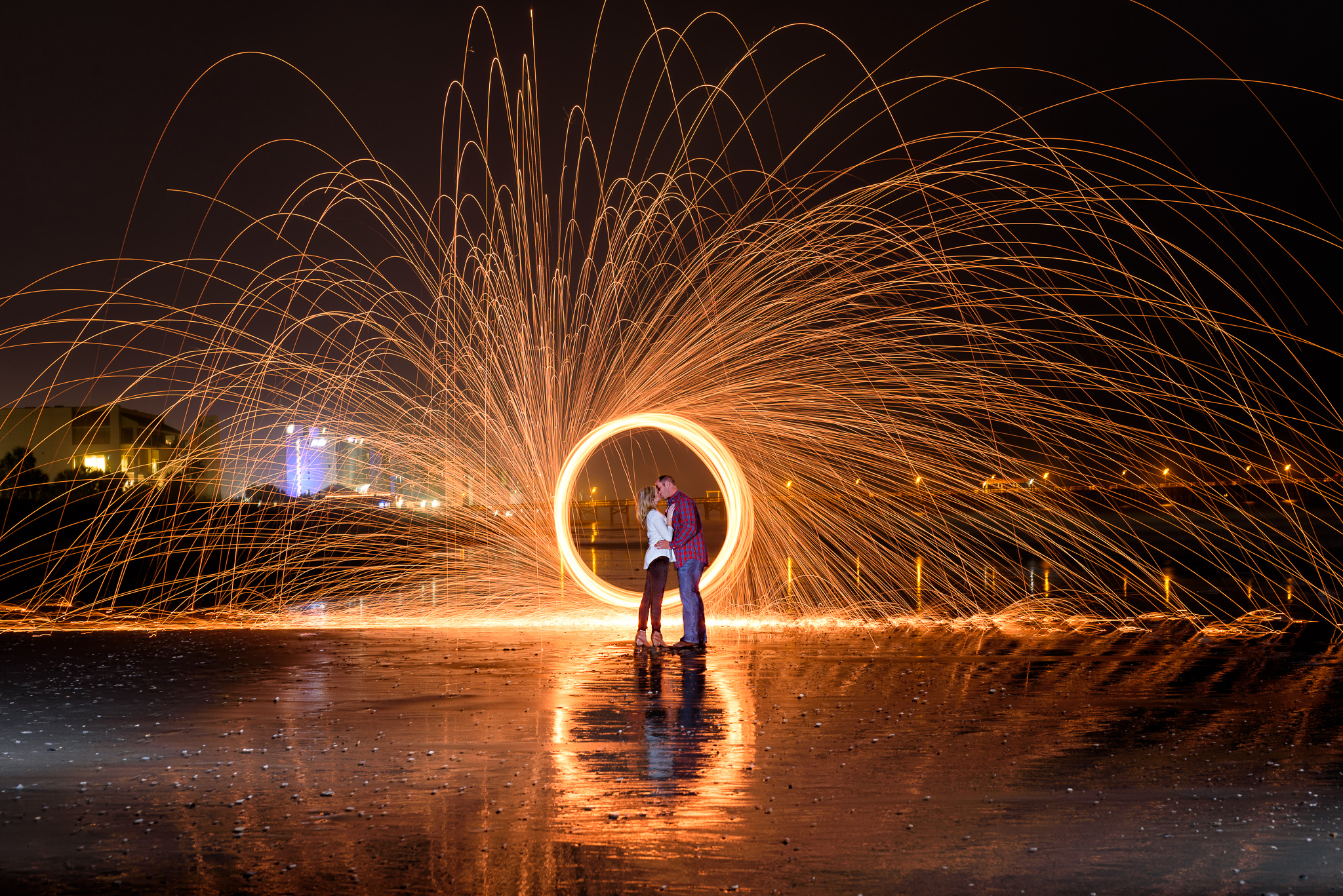 Fun with sparklers and steel wool - Springmaid Beach