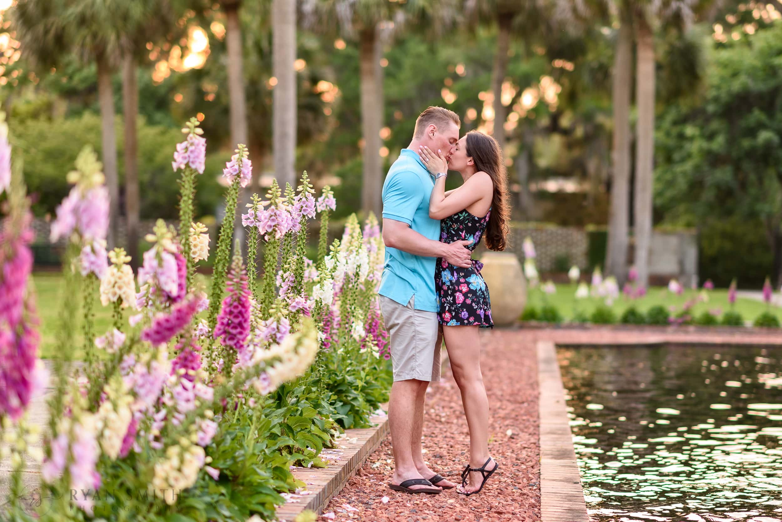 Kiss by the flowers in the Palmetto Garden - Brookgreen Gardens