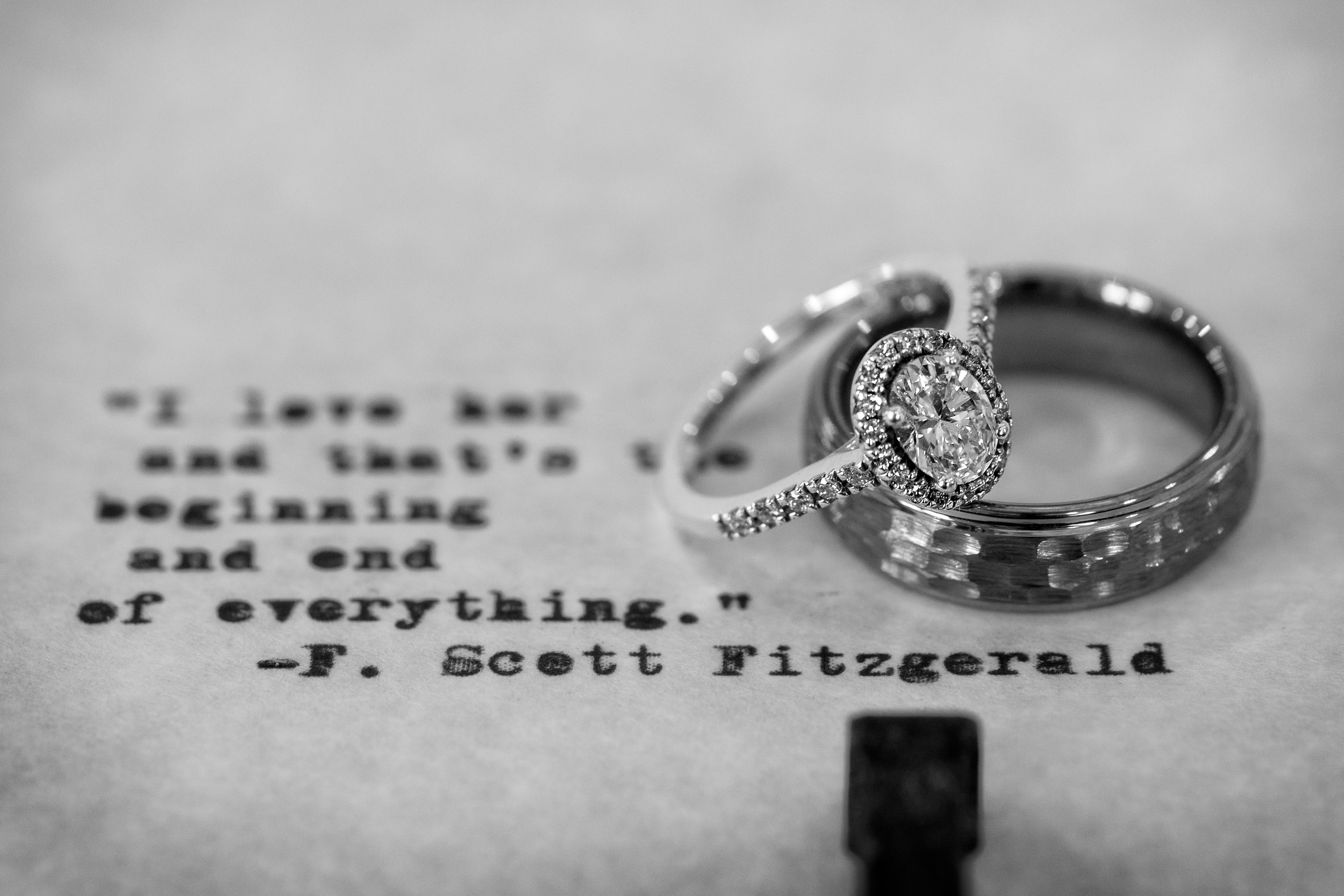 Ring macro with a poem on an old typewriter -