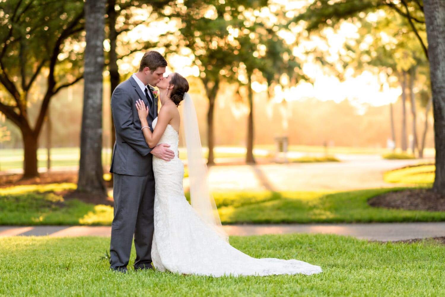 Sunset kiss in front of the clubhouse, lots of bokeh  - Pawleys Plantation Golf & Country Club