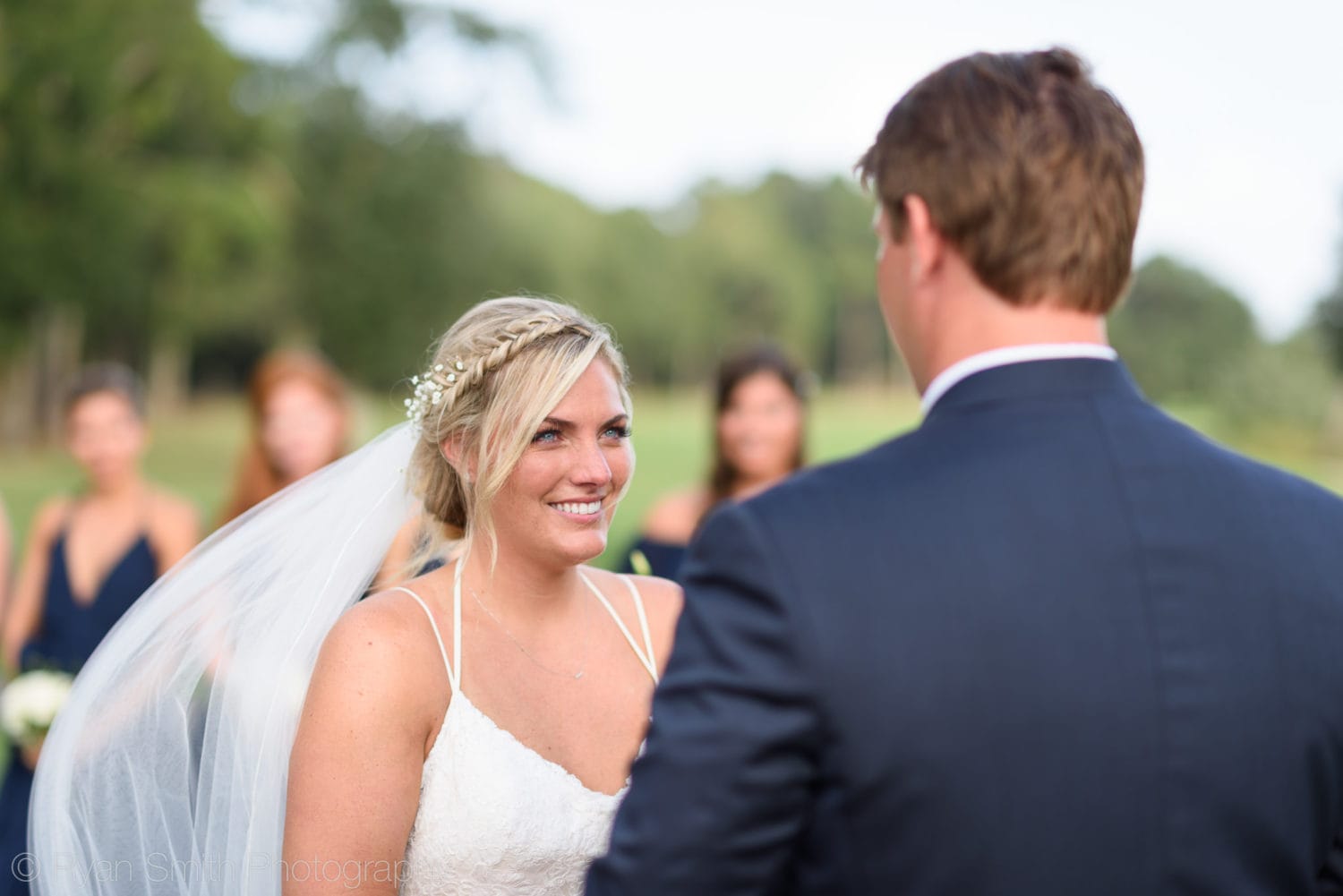 Bride looking into the eyes of the groom - Pawleys Plantation