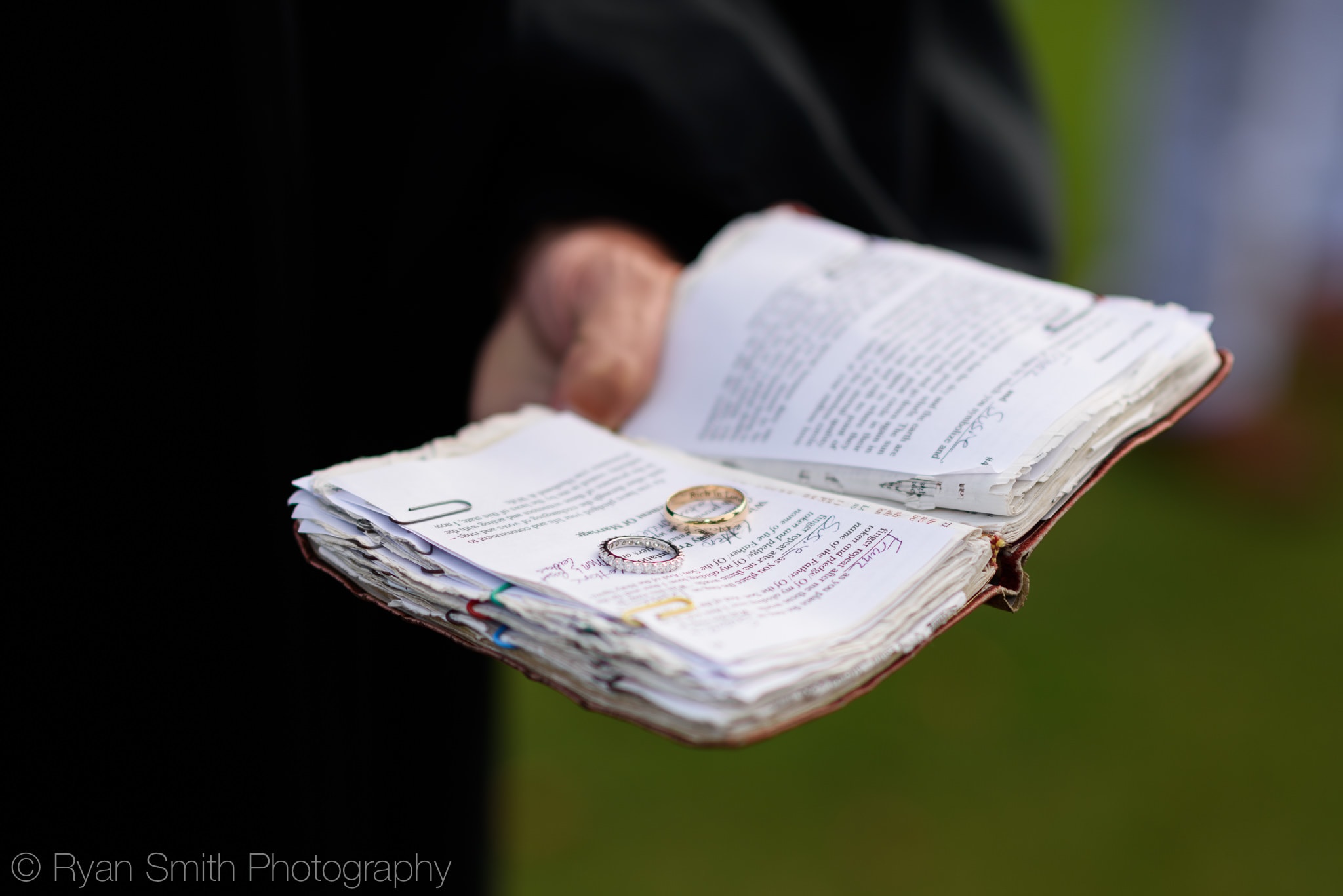 Rings laying on the bible during ceremony - Pawleys Plantation