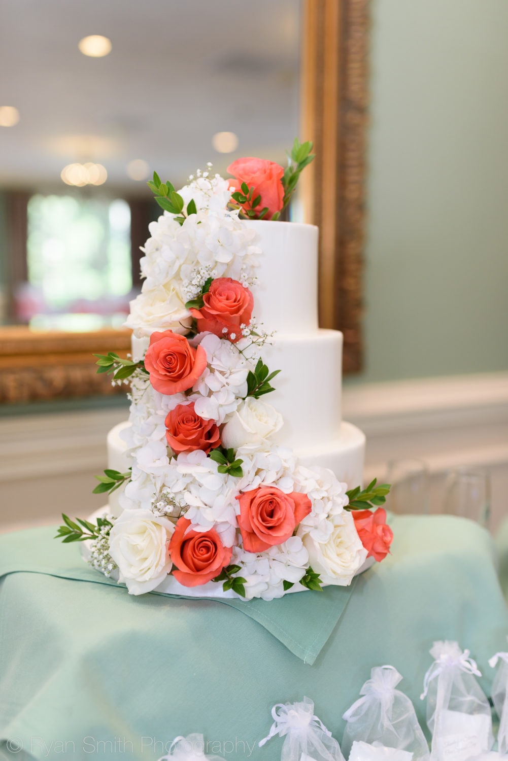 Wedding cake with flowers - Pawleys Plantation